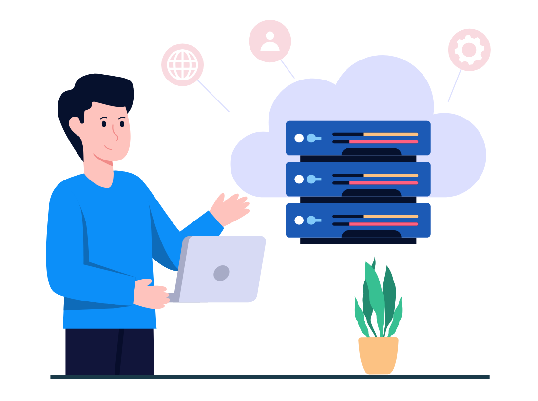 Reviewer checking web hosting server performance on a laptop